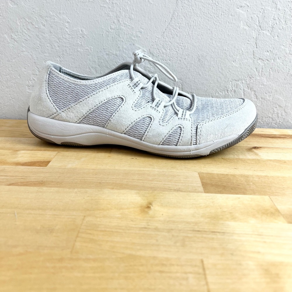 Dansko Holland Bungee Sneakers Light Grey Mesh Suede Athletic Shoes Size 40 / 10